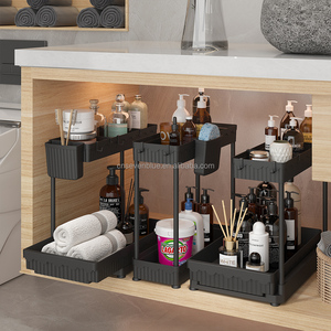 Organiseurs de cuisine en plastique coulissants en forme de L à 2 niveaux, faciles à assembler, multi-usages, pour <span class=keywords><strong>sous</strong></span> l'évier - Product Image 6