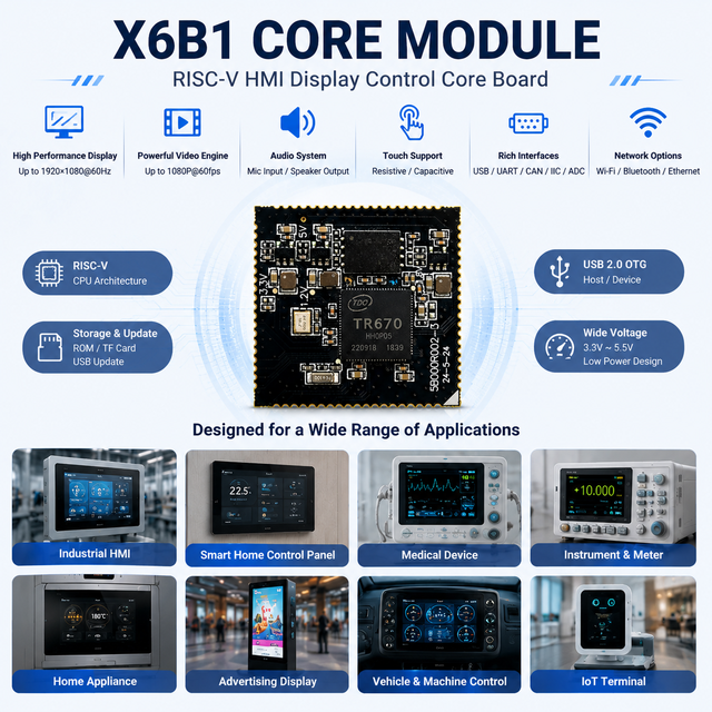 X6B1 Core Chip GigaDevice High Integration RISC-V Core Module for HMI, Industrial Displays, Medical Devices, and IoT Solutions