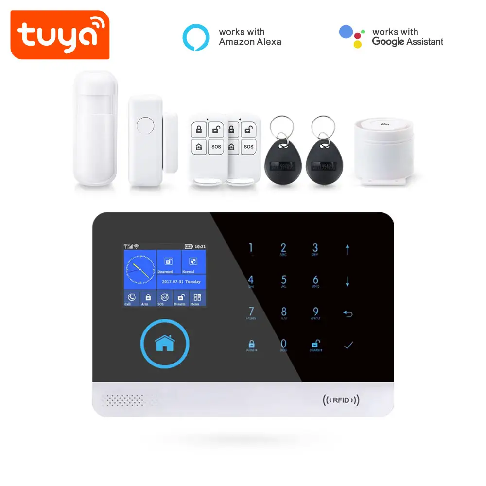 Sistema de alarma inteligente Tuya, seguridad para el hogar con WIFI GSM, teclado inalámbrico y Sensor de movimiento, PST-WG103T