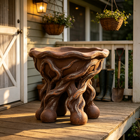 Jardinière rustique en résine torsadée imitation racine d'arbre, faite et peinte à la main, pot de fleurs sculpté à la racine, style antique vieilli, surélevé, pour jardin vintage