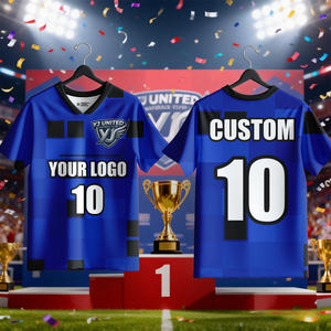 Camiseta de Fútbol Azul y Negra de Último Diseño, Camiseta Deportiva de Malla Cómoda, Tallas Grandes Disponibles - Product Image 2