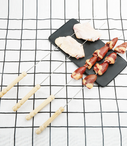 Bâtonnets de <span class=keywords><strong>barbecue</strong></span> en acier rouille brochettes de <span class=keywords><strong>barbecue</strong></span> faciles à nettoyer avec manche en bois pour le camping et la cuisson produit d'outils en métal - Product Image 4