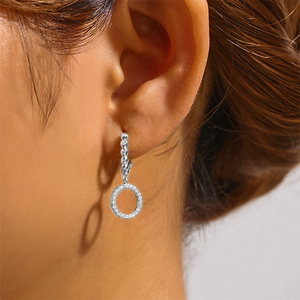 Aretes Colgantes Geométricos CANNER, Chapados en Oro de 18K, con Diamantes, Plata de Ley 925, Aretes de Doble Aro con Circonitas, Regalo para Mujer - Product Image 6