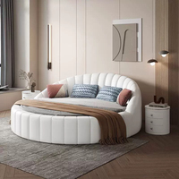 Nordic Soft Leather Round Bed Einfaches Design Modernes Rundbett-Set Neueste beliebte Hotel Shell Shaped Round Bed