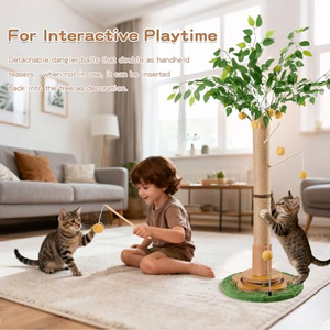 เสาข่วนแมวขนาดใหญ่แบบใหม่สำหรับแมวในบ้าน แมวโต พร้อมเชือกป่านและลูกบอลแขวนสำหรับแมวขนาดกลางถึงใหญ่ - Product Image 6
