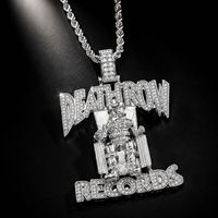 Collier pendentif Hip Hop Iced Out en laiton avec zircone cubique, chaîne dorée et argentée, bijoux de rappeur pour hommes et femmes, cadeau