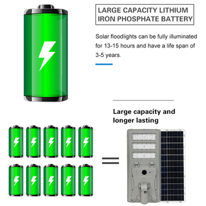 Lampione stradale solare per esterni a risparmio energetico con sensore di movimento <span class=keywords><strong>giardino</strong></span> IP65 integrato 300W 400W 500W tutto In un lampione solare - Product Image 6