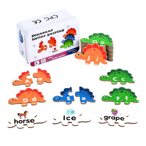 Juego Educativo Temprano para Bebés, Aprendizaje del Alfabeto, Juego <span class=keywords><strong>de</strong></span> Reconocimiento Montessori, Rompecabezas <span class=keywords><strong>de</strong></span> <span class=keywords><strong>Letras</strong></span> Inglesas para Niños, Juguetes <span class=keywords><strong>de</strong></span> Madera con Dinosaurios - Product Image 1