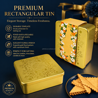 Boîte en fer blanc rectangulaire jaune personnalisée Jinyuanbao pour emballage alimentaire, biscuits, bonbons, snacks, avec motif en relief