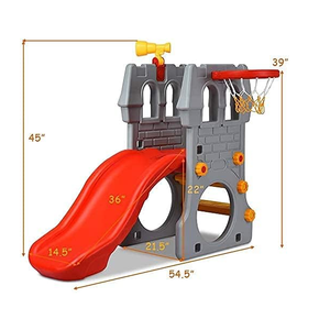 Aire de jeux intérieure combinée pour bébés avec toboggan multifonctionnel en plastique, équipement de jeu éducatif pour enfants - Product Image 4