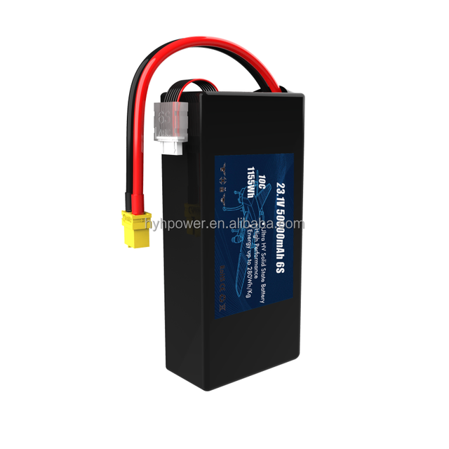 High Energy Density 23.1V 6S 50000mAh Solid State Battery for UAV Drones/VTOL/EVTOL/Multicopter Helicopter