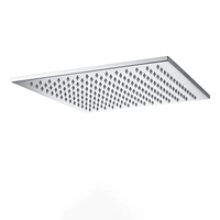 Pomme de douche à effet pluie LED carrée en nickel brossé de 16 pouces Pomme de douche en acier inoxydable 304