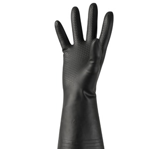 Gants ménagers en caoutchouc épais noir de 32cm de longueur, imperméables, pour le nettoyage de la cuisine, la vaisselle, la lessive, résistants à l'usure, durables - Product Image 1
