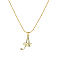 Collier pendentif lettre initiale en cuivre Jeutelis A-Z 26, police spéciale, pierre CZ, chaîne serpent, breloque en cuivre plaqué or 18 carats
