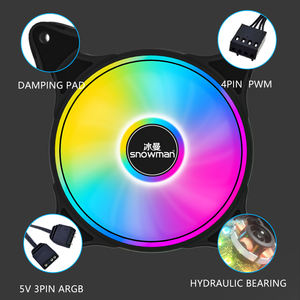 SNOWMAN 120mm RGB LED anneau radiateur ventilateur haute pression statique PWM <span class=keywords><strong>refroidissement</strong></span> pour CPU liquide refroidisseurs et boîtiers d'ordinateur - Product Image 2