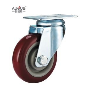 Mittelgroße Lenkrollen 3/4/5 Zoll PU/PVC mit Eisenplatte für Möbel und Transportwagen - Product Image 3