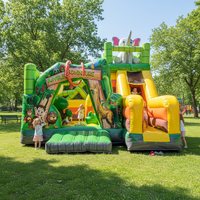 Château gonflable en PVC sur le thème de la jungle avec toboggan - 5x5m Aventure animale pour enfants Maison de rebond avec certification CE
