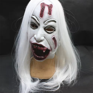 Horror Scary Women Witch Máscara <span class=keywords><strong>de</strong></span> látex con peluca Realista Halloween Cosplay Ghost Devil Adultos Full Head Party Masks - Product Image 5