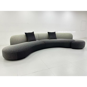 Juego de Sofás Curvos de Lujo Contemporáneos Grises de Foshan, Nuevo Modelo de Muebles para Sala de Estar, Tela 01, Seccional Contemporáneo - Product Image 1