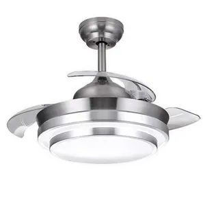 Oem Odm Led Ceil Ventilator Licht Intrekbaar Blad Kroonluchter Ventilatorverlichting Verborgen Bladen Huis Moderne Plafondventilator Met Licht En Afstandsbediening