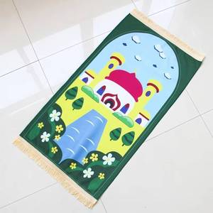 Wholesale Novelty Cartoon Mosque Kaaba Printed Pleuche Non-Slip Children's Prayer Rug Suitable as Ramadan <b>Eid</b> <b>Gift</b> for Muslim - Product Image 1