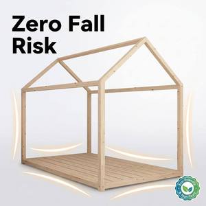 Cama Montessori de Madera de Pino Maciza con Estructura de <span class=keywords><strong>Casa</strong></span> para Niños Pequeños, Refugio Creativo para Dormir, Segura según Normas ASTM - Product Image 4