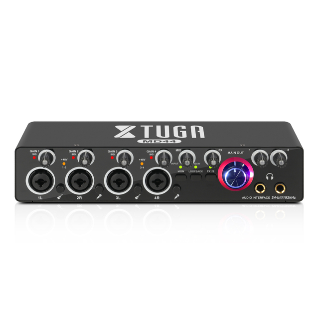 XTUGA MD44 192khz 24bit USB Audio Interface External Microphone Instrument for Music Recording for PC Studio Sound Card