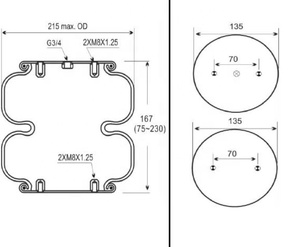 YICONTONエアサスペンションキットはContitech FD120-17に適合1130532B-181エアスプリングと互換性のあるダブルコンボルテッドエアスプリングバッグ - Product Image 4