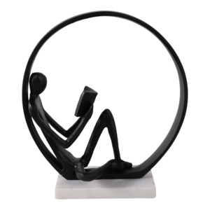 Escultura Moderna de un Lector sobre Base de Mármol, Adorno Decorativo para el Hogar, Oficina, Estante, Baño, Sala de Estar - Product Image 1