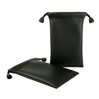 Sac cadeau personnalisé en PU noir imperméable et anti-poussière pour le rangement des écouteurs 10x18CM 20X22CM