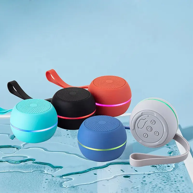 Speaker Bluetooth portabel, pengeras suara Bluetooth tahan air LED RBG dalam kamar mandi 5W