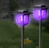 Lampe anti-moustiques LED solaire rechargeable pour extérieur, avec capteur de lumière, pour usage domestique, éclairage de jardin