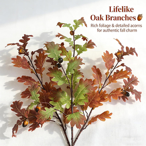 1 branche d'arbre de chêne artificielle, 37,8 pouces de long, avec feuilles et baies, pour la décoration de fêtes, mariages et maisons - Product Image 3