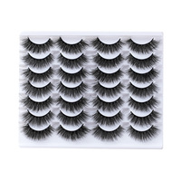 Cils préencollés à tige noire ultra-volumineux 3D double couche en fibres végétales de qualité supérieure, lot de 14 paires pour usage quotidien – Meilleures ventes