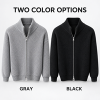 Pull cardigan tricoté zippé pour homme, col montant, double fermeture éclair, coupe décontractée, manches longues, couleur unie, automne-hiver – Grande Vente