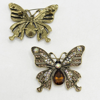 Broche élégante en alliage avec cristal créé, style vintage fantaisie, broche fleur pour femme, cadeau de mariage, décoration de vêtements