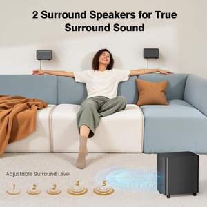 Barre de son 5.1 canaux avec Dolby Atmos, avec caisson de basses sans fil et 2 <span class=keywords><strong>enceintes</strong></span> surround, système audio surround Bluetooth 410W - Product Image 5