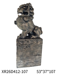 Figura de León Guardián MGO Pintada a Mano, con Base de Textura de Piedra, Decoración para el Hogar, Estilo Antiguo - Product Image 3