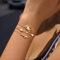 J&D Jewelry - Pulsera Clásica de Acero Inoxidable Chapada en Oro de 18K con Colgante de Ojo Redondo de Circonita Blanca, Resistente al Agua y al Deslustre, Regalo para Mujer
