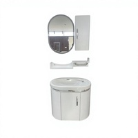Armoire de salle de bain rectangulaire moderne en PVC avec miroir LED, taille 600 mm, résistante à l'eau, garantie 5 ans