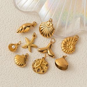 Collar con Colgante de la Serie Océano Daquan, Cadena Suelta Básica de Acero Inoxidable de 3mm de Alta Calidad, con Baño de Oro de 18K Mediante Electroplacado al Vacío - Product Image 1