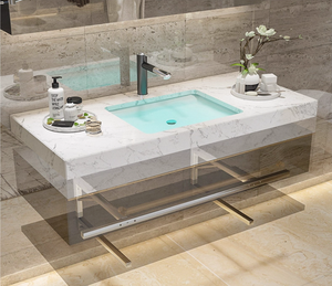 Lujoso Mueble de Baño Flotante con Encimera de Mármol y Lavabo para Hoteles - Product Image 5