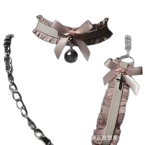 Collar gargantilla con lazo y ribete de encaje, elegante correa para el cuello para mujer, divertido y dulce collar para parejas con correa. - Product Image 5