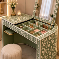 Table de toilette sur mesure de luxe léger, coiffeuse de chambre moderne et minimaliste, peinte à la main, multifonctionnelle avec plateau rabattable