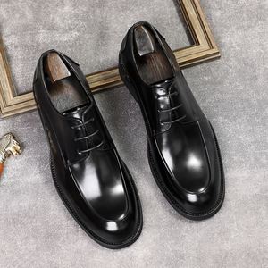 New Style Square Toe Lace-up <b>Mens</b> Office Career <b>Shoes</b> Genuine Leather Comfortable Breathable Evergreen Casual Trendy Soft Soles - Product Image 4
