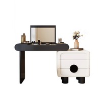 Nouvelle coiffeuse moderne pliable et réglable Panda avec miroir rabattable et bois massif pour petites chambres