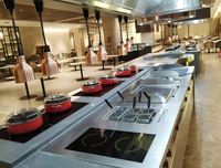 Centre de cuisson modulaire en acier inoxydable à service complet, cuisinière à gaz, rôtissoire, cuiseur à nouilles YMD 96kW 500+kg avec mode économie d'énergie