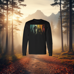 Camiseta vintage de manga larga con diseño de árboles del bosque para senderismo, camping, amantes de la naturaleza, ropa de aventura al aire libre - Product Image 3