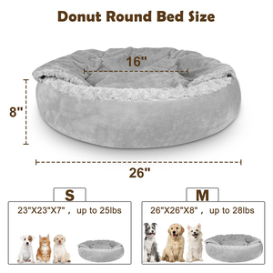 Lit pour animaux de compagnie ultra moelleux et bouclé pour chiens et chats, lit rond pour chien avec housse amovible et lavable - Product Image 3