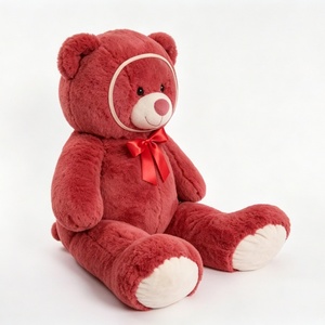 Customized Sitting Red Ribbon <b>Plush</b> Backpack Wine Red <b>Plush</b> Backpack Red Bow <b>Large</b> Red Stuffed Bear PP Cotton Filled 51cm-99cm - Product Image 2